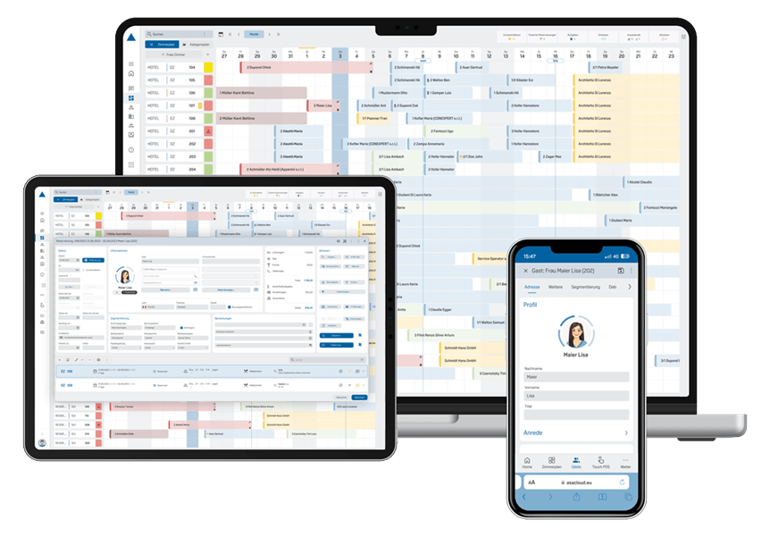 ASA Hotelsoftware auf Notebook, Tablet, Smartphone