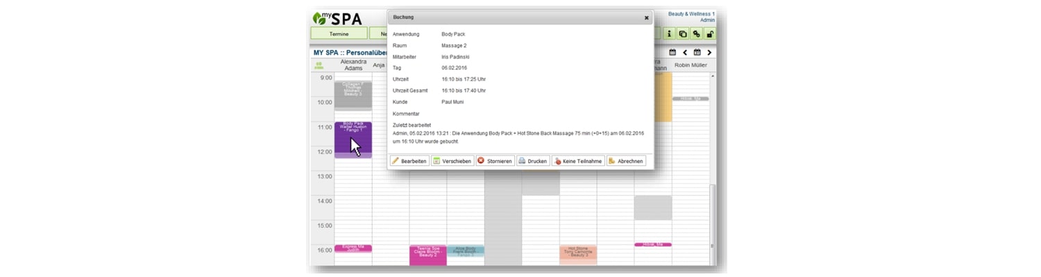 MYSPA Wellness Software Personalplanung