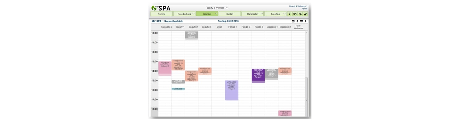 MYSPA Wellness Software Raumueberblick