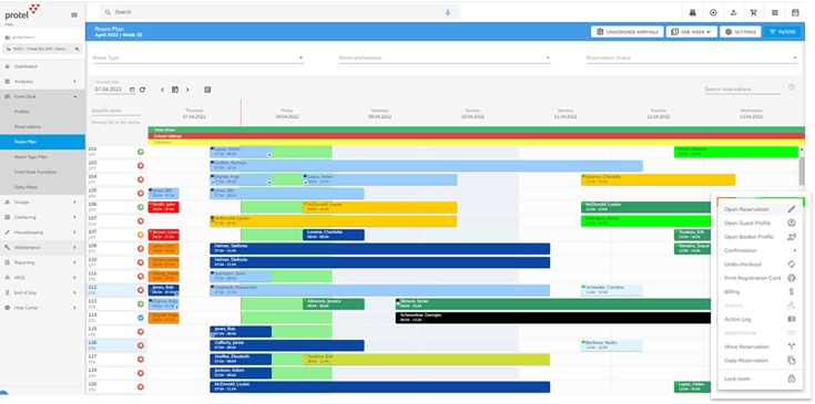 protel Cloud Hotelsoftware Zimmerplan Room Type Plan